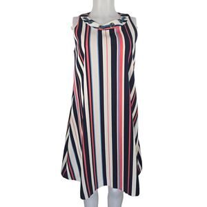 Belle Badgley Mischka Navy Orange Blue Sleeveless Women's Dress 4